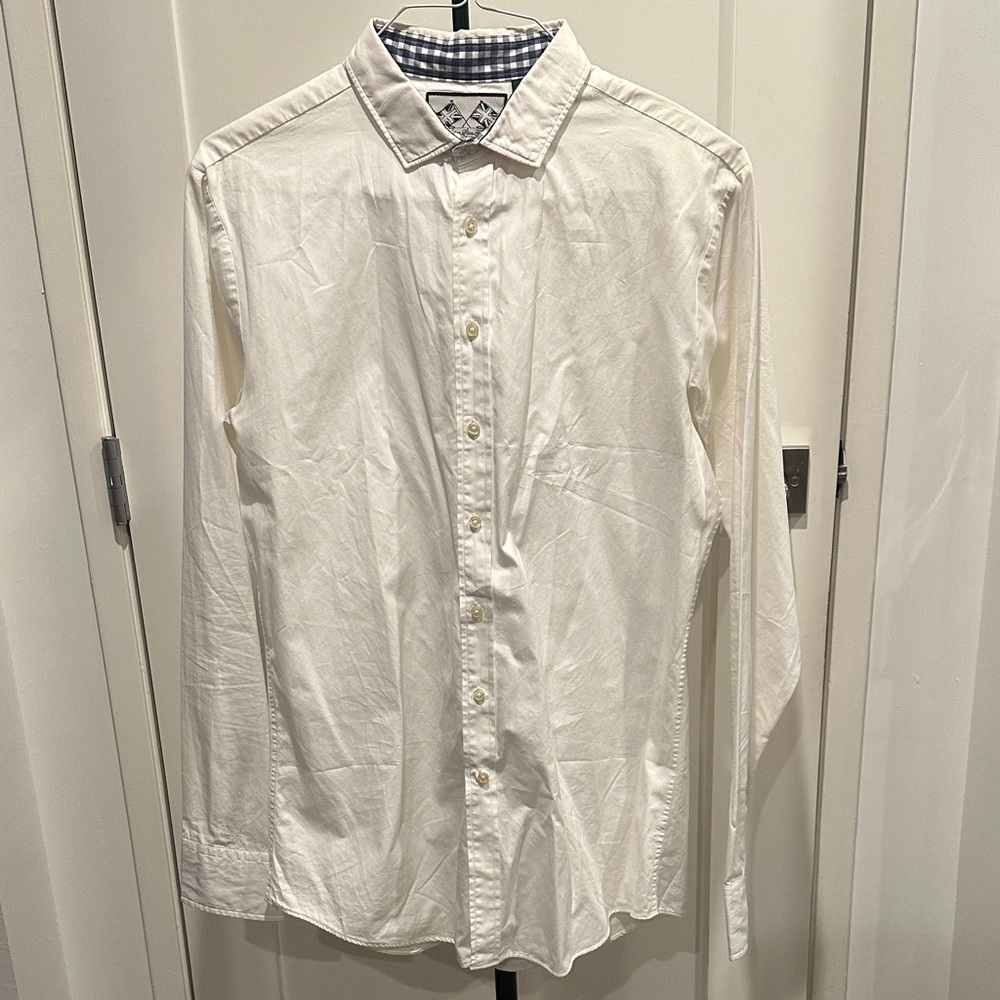 Thomas Pink Navy Gingham Collar Shirt